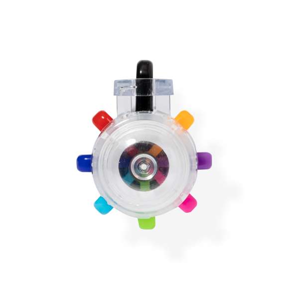 Bolígrafo con 8 variados colores de escritura en ABS. Este instrumento de escritura ofrece una variada paleta de colores en un solo bolígrafo, con una selección de 8 colores diferentes adaptándose a cualquier tarea. Su diseño ergonómico y funcionalidad hace que se pueda seleccionar fácilmente cada opción con sus pulsadores en la parte superior. Ideado con la caña de color blanco y accesorios y clip de color transparente.