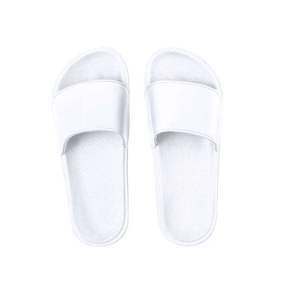 Par de chanclas fabricadas en EVA y PU. Suela hecha de resistente EVA para una alta durabilidad y tira de empeine ergonómica fabricada en PVC a juego. Disponibles en una variada gama de colores vibrantes adaptándose a cualquier estilo. Tallas 36-37, 38-39, 40-41, 42-43 y 44-45. Cada par presentado en bolsa reciclada.
