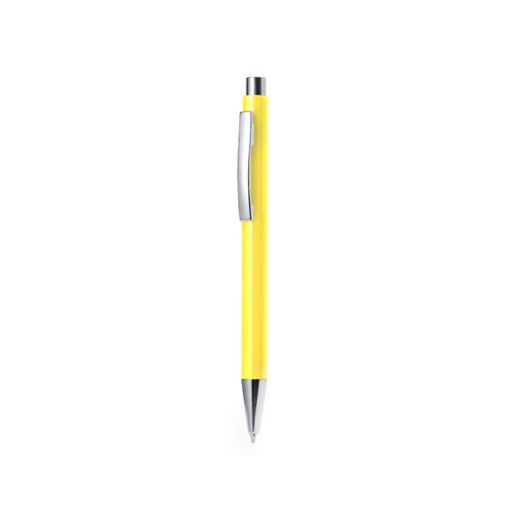 Bolígrafo de mecanismo pulsador en resistente ABS. Fabricado con una elegante combinación de cuerpo en diversos y llamativos colores. Este bolígrafo cuenta con botón superior, clip y punta en acabado cromado. De tinta azul.