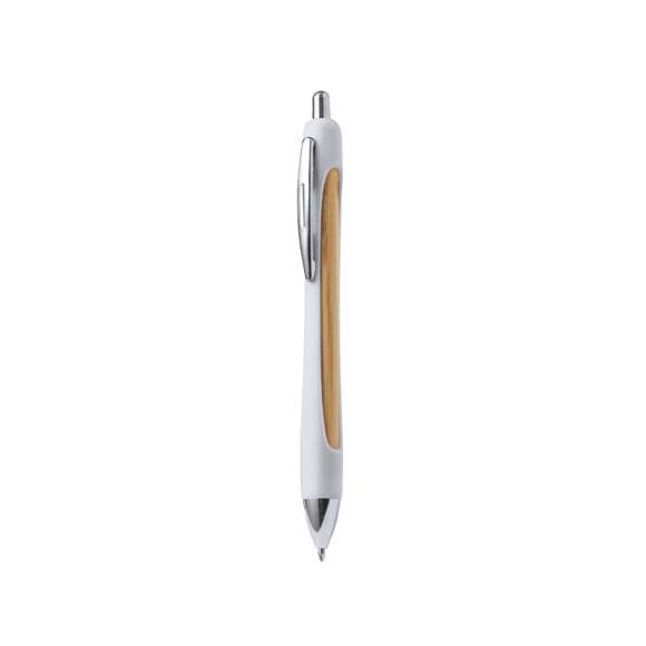 Elegante bolígrafo pulsador de RABS y bambú. Con un diseño logotipo que incorpora la combinación de bambú y RABS en una variedad de colores vibrantes a lo largo de la caña. De mecanismo pulsador y tinta azul con botón, clip y punta cromados. Presentado individualmente en bolsa reciclada. El RABS es un plástico altamente reciclable de gran resistencia y con multitud de aplicaciones que lo convierten en una solución eco-friendly. Con certificación RCS, que garantiza el origen reciclado del mismo y con logo RABS grabado.
