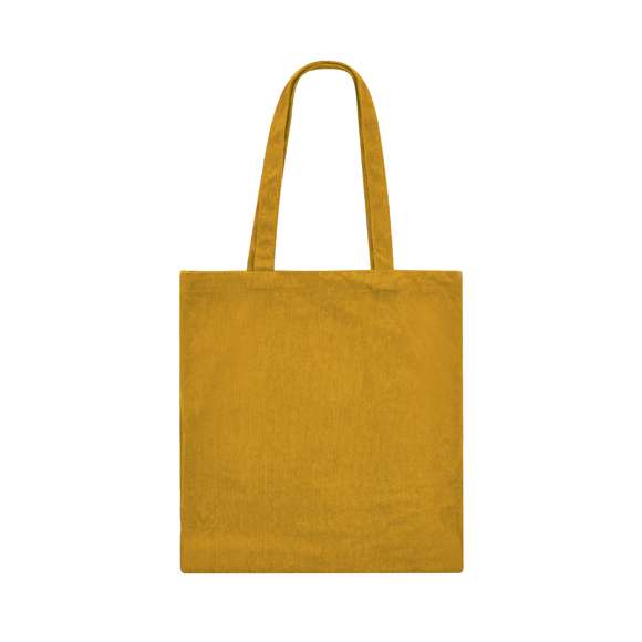 Bolsa confeccionada en resistente poliéster de 260g/m2, ofrece un acabado cosido con un tacto de pana y asas largas reforzadas de 60 cm. Disponible en una variada gama de colores, esta bolsa presenta una resistencia que la hace capaz de soportar hasta 9 kg de peso.