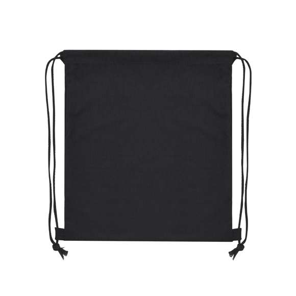 Mochila de cuerdas fabricada en resistente pana de poliéster. De acabado cosido, con cuerdas a juego y refuerzos laterales. Disponible en variada gama de colores.