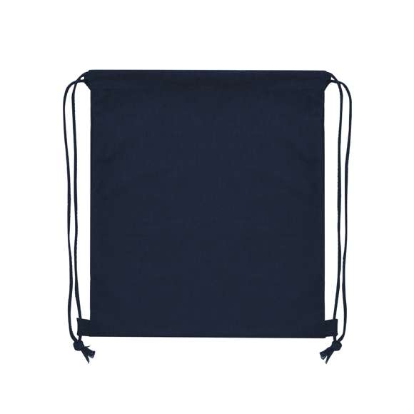 Mochila de cuerdas fabricada en resistente pana de poliéster. De acabado cosido, con cuerdas a juego y refuerzos laterales. Disponible en variada gama de colores.