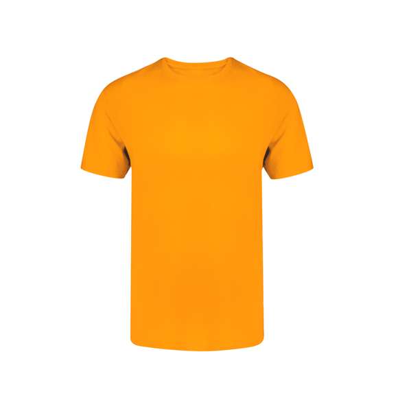 Camiseta de adulto confeccionada en 100% algodón peinado Ring Spun y estilo Single Jersey de 160g/m2. Tacto suave y corte moderno, confeccionada en tejido tubular sin costuras laterales. Cuello redondo estrecho en canalé 2x2. Doble costura en dobladillo y mangas, para una mayor durabilidad y resistencia al uso intensivo. Disponible en gama de colores de moda y en tallas S, M, L, XL, XXL y 3XL.