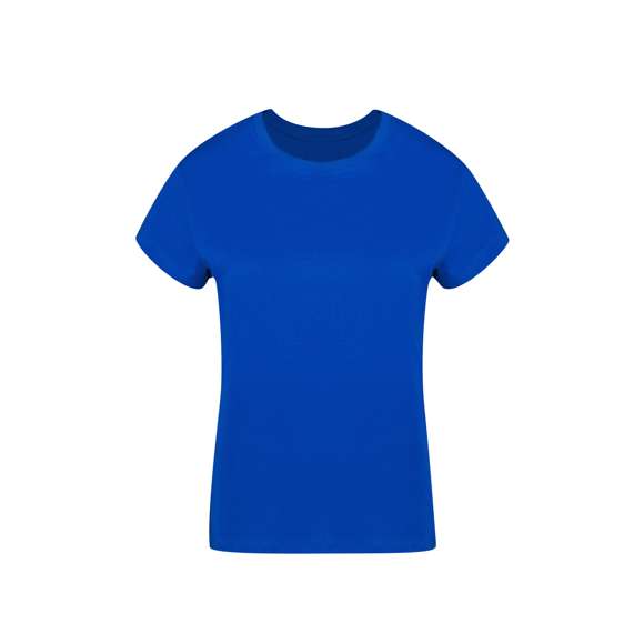 Camiseta de mujer. Confeccionada en 100% algodón peinado Ring Spun y estilo Single Jersey de 160g/m2. Tacto suave y corte moderno, con cosido lateral. Cuello redondo estrecho en canalé 2x2. Doble costura en dobladillo y mangas, para una mayor durabilidad y resistencia al uso intensivo. Disponible en amplia gama de colores de moda y en tallas S, M, L, XL y XXL.