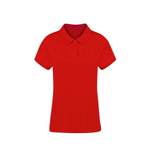 Polo de mujer de manga corta. Confeccionado en piqué 100% algodón peinado Ring Spun de 220g/m2. Tacto suave y corte moderno, con aperturas laterales en los bajos y disponible en variada gama de colores. Tapeta de dos botones, con doble costura en dobladillo y mangas, para una mayor durabilidad y resistencia al uso intensivo. Disponible en tallas S, M, L, XL y XXL.