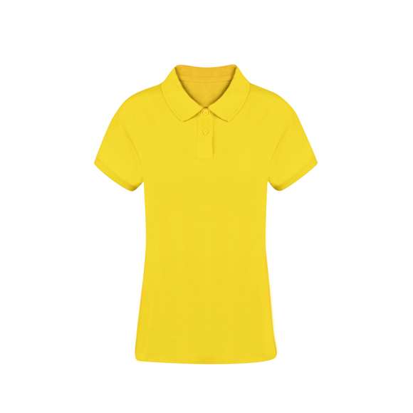 Polo de mujer de manga corta. Confeccionado en piqué 100% algodón peinado Ring Spun de 220g/m2. Tacto suave y corte moderno, con aperturas laterales en los bajos y disponible en variada gama de colores. Tapeta de dos botones, con doble costura en dobladillo y mangas, para una mayor durabilidad y resistencia al uso intensivo. Disponible en tallas S, M, L, XL y XXL.