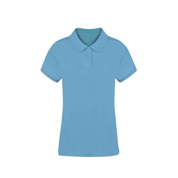 Polo de mujer de manga corta. Confeccionado en piqué 100% algodón peinado Ring Spun de 220g/m2. Tacto suave y corte moderno, con aperturas laterales en los bajos y disponible en variada gama de colores. Tapeta de dos botones, con doble costura en dobladillo y mangas, para una mayor durabilidad y resistencia al uso intensivo. Disponible en tallas S, M, L, XL y XXL.