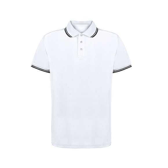 Polo de piqué transpirable en suave material 100% poliéster de 180g/m2. Con tres botones de cierre a juego y aperturas laterales en los bajos. Disponible en variada gama de colores, con detalles en contraste en cuello y mangas. Disponible en tallas XS, S, M, L, XL, XXL.