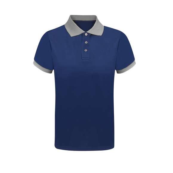 Polo técnico en material 100% poliéster piqué de 180g/m2. Fabricado en cómodo y suave tejido transpirable, con aperturas laterales en los bajos. De original diseño en color azul marino, con cuello y detalles de mangas en tono de contraste y a juego. Con 3 elegantes botones de cierre, a juego con el cuello y los detalles de las mangas. Disponible en varios colores y en tallas XS, S, M, L, XL, XXL.