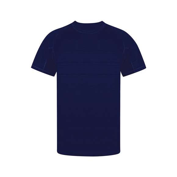 Camiseta técnica unisex con original diseño a rayas, en combinación con tejido transpirable microperforado en axilas y laterales. Confeccionada en suave material 100% poliéster de 135g/m2, siendo una camiseta muy cómoda, ligera y transpirable; ideal para la práctica de deporte y también como prenda de uso diario. De corte moderno, manga ranglán y cuello redondo, con doble costura en dobladillo y mangas de doble tejido para una mayor durabilidad y resistencia al uso intensivo. Disponible en tallas XS, S, M, L, XL y XXL.