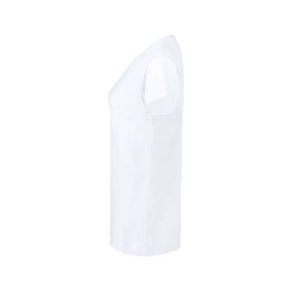 Camiseta de mujer confeccionada en suave 100% algodón de 160g/m2. Con diseño tubular sin costuras lateras y cuello redondo. Disponible en color blanco y en tallas S, M, L, XL, XXL.