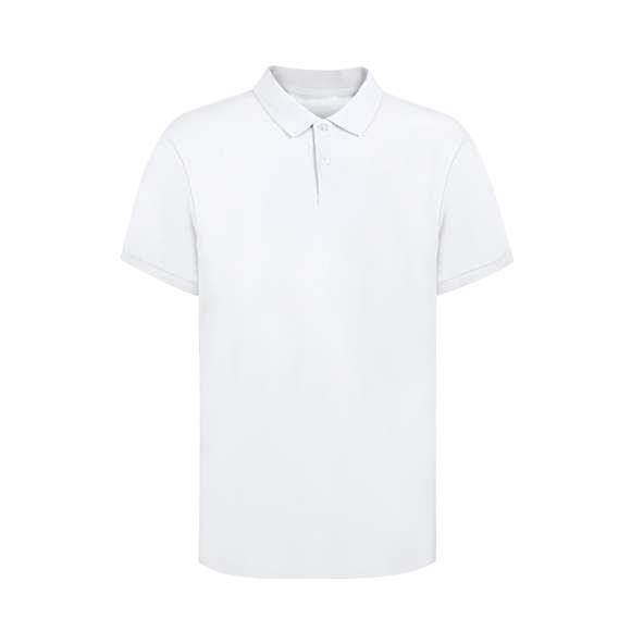 Polo de piqué para adulto en color blanco. En material 100% algodón de 220g/m2. Con dos botones de cierre a juego y aperturas laterales en los bajos. Tallas S, M, L, XL, XXL, 3XL.