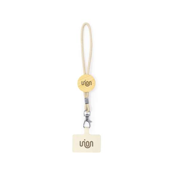 Original pulsera portamóvil en suave algodón, adaptable a todo tipo de muñecas. Con accesorio de transporte para situar entre la funda y el smartphone. Pieza central de bambú para personalización, especial para grabado en láser. Presentado individualmente en bolsa de papel reciclado.Materiales como el bambú fomentan la utilización de materias primas naturales, reduciendo las emisiones contaminantes. Proviene de una planta de gran resistencia y versatilidad, con crecimiento y regeneración rápidos, siendo una excelente alternativa al uso de madera tradicional.