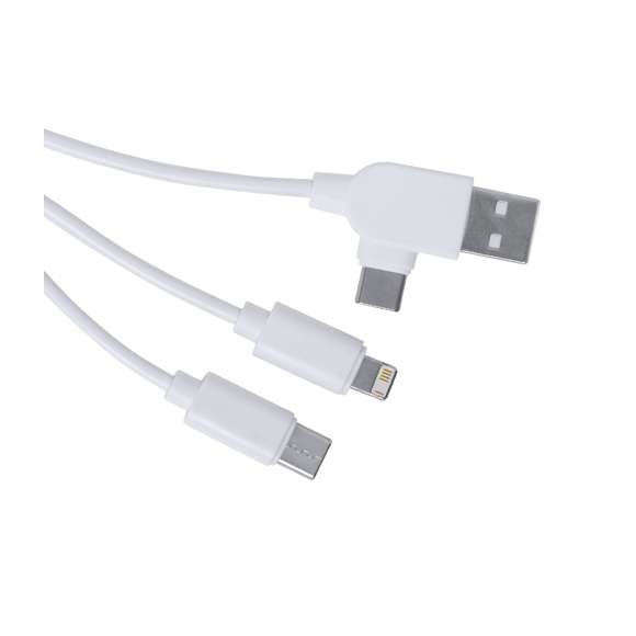Cable cargador fabricado en combinación de bambú y material reciclado a partir de cartones de leche. Incluye conexión dual USB/Tipo C + conexiones Micro USB, Tipo C y Lightning. Con original anilla de transporte y logotipo cartones de leche reciclados. Presentado en caja individual de diseño kraft, con papel protector incluido. 5V DC 2.4A.Los cartones de leche se componen en su mayor parte de cartón y aluminio. Durante su proceso de reciclado, se separan los distintos materiales del envase para su reutilización y nuevo uso, contribuyendo así a recorrer el camino infinito de la economía circular. Este material se caracteriza por su alto grado de reciclabilidad, así como por su ligereza y resistencia.Materiales como el bambú fomentan la utilización de materias primas naturales, reduciendo las emisiones contaminantes. Proviene de una planta de gran resistencia y versatilidad, con crecimiento y regeneración rápidos, siendo una excelente alternativa al uso de madera tradicional.Fabricado conforme a estándares RoHS, con sistema de bloqueo para evitar cortocircuitos.