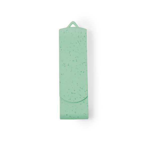 Memoria USB de 16GB de capacidad. Fabricada en caña de trigo, con clip giratorio a juego y disponible en variada gama de colores. Presentada en estuche individual de diseño eco, fabricado en caña de trigo de acabado natural y con interior troquelado.La caña de trigo fomenta la utilización de materias primas naturales, reduciendo así las emisiones contaminantes.