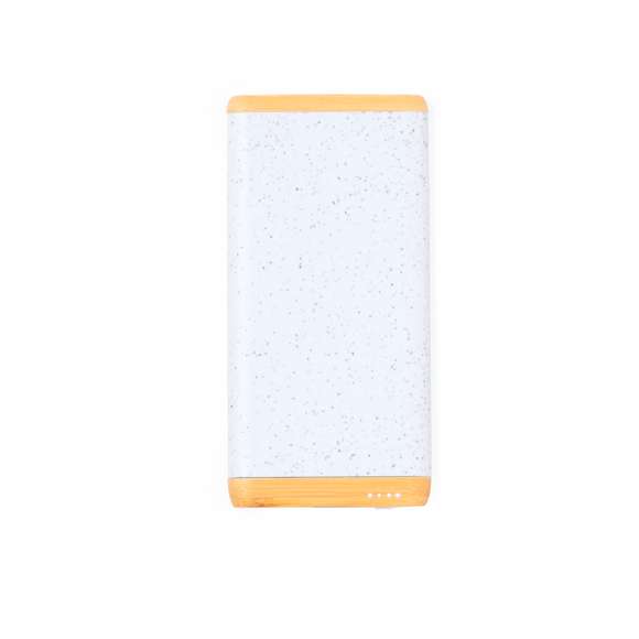 Batería auxiliar externa fabricada en combinación de bambú y caña de trigo. De 5.000 mAh de capacidad de carga y conexiones de entrada/salida Tipo C + salida USB. Con botón e indicador LED de estado de carga, y presentada en caja individual de diseño eco en cartón kraft.Materiales como el bambú fomentan la utilización de materias primas naturales, reduciendo las emisiones contaminantes. Proviene de una planta de gran resistencia y versatilidad, con crecimiento y regeneración rápidos, siendo una excelente alternativa al uso de madera tradicional.La caña de trigo fomenta la utilización de materias primas naturales, reduciendo así las emisiones contaminantes.Las capacidades mostradas en todas nuestras baterías auxiliares externas son reales, incorporando todas ellas baterías de grado A y no recicladas, con una vida útil de al menos 500 ciclos de carga y según normativa CE. Además, están fabricadas conforme a los estándares RoHS y en cumplimiento con los siguientes requisitos de seguridad:Sistema de protección contra sobrecarga del power bank.Sistema de protección contra descarga completa que proporciona una mayor durabilidad del power bank.Sistema de bloqueo para evitar cortocircuitos.Sistema de transferencia de carga constante, acorde con la capacidad del dispositivo de destino.