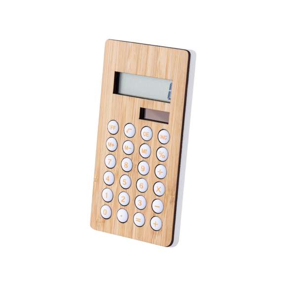 Calculadora de 8 dígitos fabricada en bambú. Funciona con energía solar, con alimentación auxiliar a pilas (de botón incluida). Mecanismo de apagado automático y suaves teclas de silicona. Presentada en atractiva caja de diseño kraft.Materiales como el bambú fomentan la utilización de materias primas naturales, reduciendo las emisiones contaminantes. Proviene de una planta de gran resistencia y versatilidad, con crecimiento y regeneración rápidos, siendo una excelente alternativa al uso de madera tradicional.