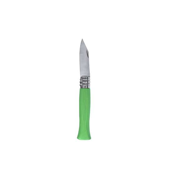 Navaja fabricada en resistente acero inox, con mango ergonómico fabricado en madera natural lacada y con anilla metálica de bloqueo. La aleación de la hoja garantiza resistencia a la corrosión y abrasión, siendo ideal para el uso frecuente con materiales duros. La hoja es de Tipo Clip, que se caracteriza por su forma puntiaguda y destaca por su versatilidad a la hora de usarla. Disponible en variada gama de colores y presentada individualmente en caja blanca.
