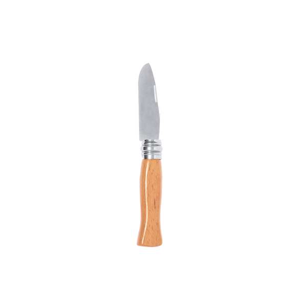 Navaja fabricada en resistente acero inox, con mango ergonómico fabricado en madera natural lacada y con anilla metálica de bloqueo. La aleación de la hoja garantiza resistencia a la corrosión y abrasión, siendo ideal para el uso frecuente con materiales duros. La hoja es de tipo spear, que se caracteriza por su forma de gota y destaca por su versatilidad a la hora de usarla. Presentada individualmente en caja blanca.
