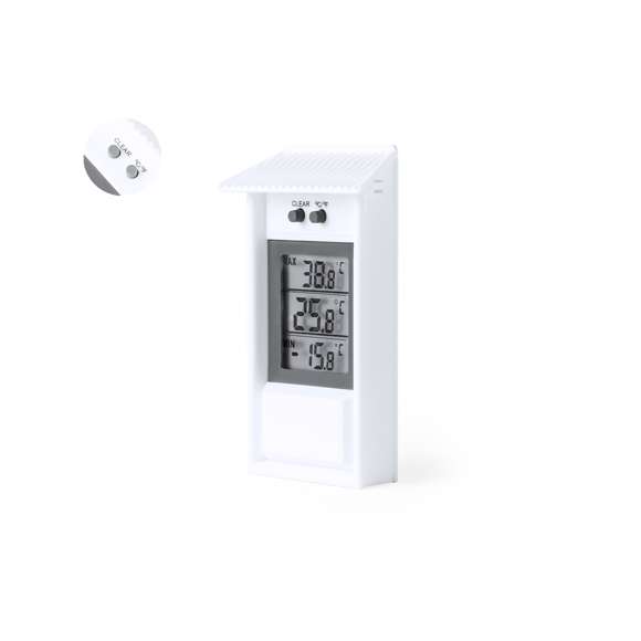 Práctica estación meteorológica de exterior y para colgar, con diseño de caseta. Con pantalla LCD para lectura rápida de temperatura máxima, media y mínima. En la parte superior contiene botón de reinicio y botón para elegir entre ºC o ºF. Inspirador diseño de caseta para poder colgar. Alimentado por 2 pilas AAA (no incluidas). Con instrucciones en español e inglés. Presentada individualmente en caja de diseño kraft.