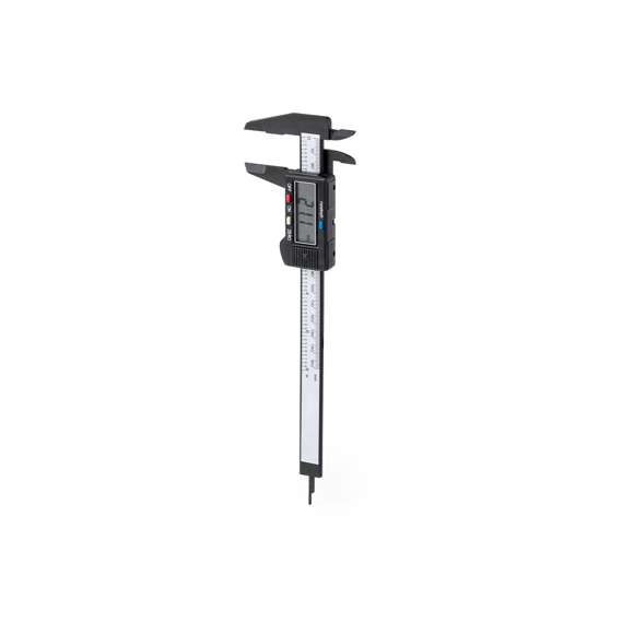 Calibre pie de rey con modo de medición digital y analógico. Con pantalla LCD y botones ON/OFF, ZERO para ajuste y otro para seleccionar la medida en mm o en pulgadas. Incluye sonda para medir la profundidad y pinzas para el medir el interior de los objetos. Rango de medición hasta 150 mm, con instrucciones en español e inglés y presentado en caja individual de diseño kraft.