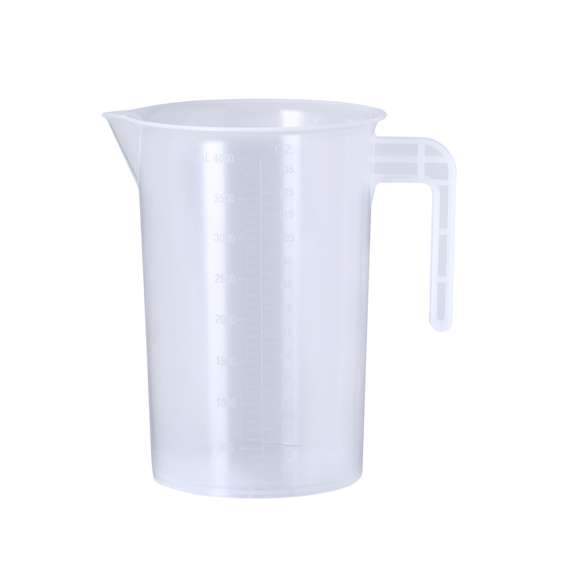 Jarra medidora de 4L fabricada en resistente PP transparente con asa. Con medidor lateral en tramos de 100 ml / 5oz y vertedor en el borde para evitar derrames.