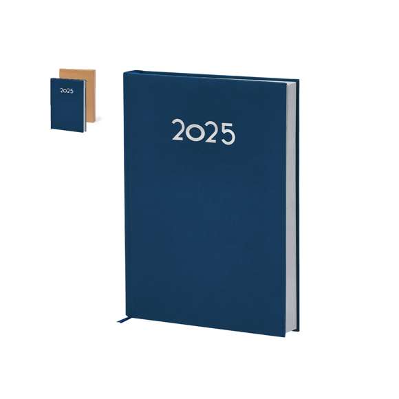 Agenda de tamaño B5 acabada en suave y resistente PU. Con cubiertas rígidas. Incluye caja kraft de presentación.Diseño página día y marcapáginas de tela. En 2 idiomas: castellano e inglés.