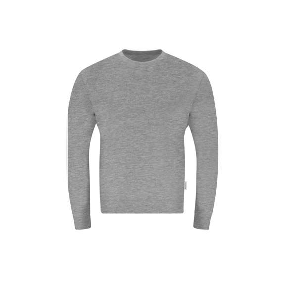 Sudadera Unisex de Algodón Orgánico y Poliéster Reciclado, en suave felpa perchada de 280 g/m2. Con cuello, puños y cintura de punto canalé de elastano. Cubrecosturas en el interior del cuello, con etiqueta distintiva eco.