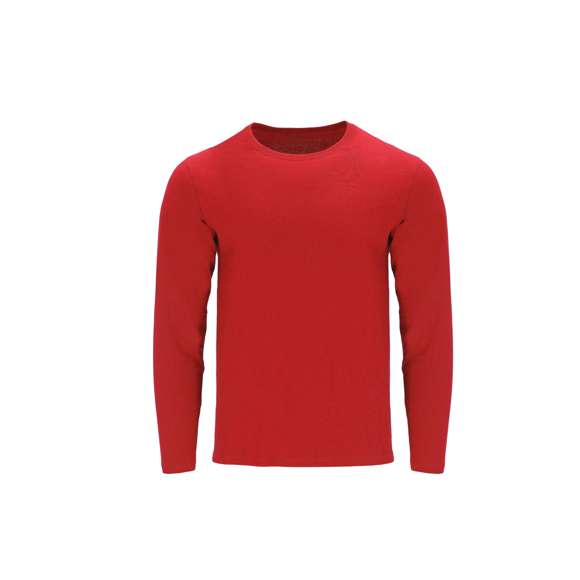 Camiseta de manga larga adulto en color, de suave y agradable tacto en 100% algodón, punto liso de 160 g/m2 (color gris: 85% algodón + 15% viscosa). Confeccionada en tejido tubular, de puños sin canalé. Con cuello redondo acanalado 1x1 y cubrecosturas reforzados en el cuello a juego.