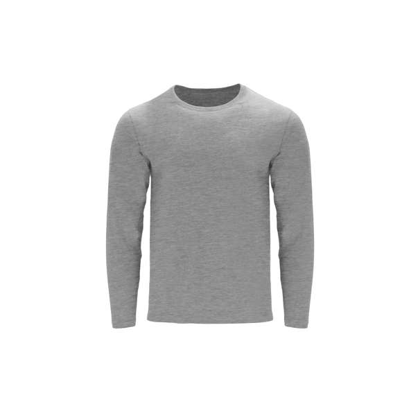 Camiseta de manga larga adulto en color, de suave y agradable tacto en 100% algodón, punto liso de 160 g/m2 (color gris: 85% algodón + 15% viscosa). Confeccionada en tejido tubular, de puños sin canalé. Con cuello redondo acanalado 1x1 y cubrecosturas reforzados en el cuello a juego.