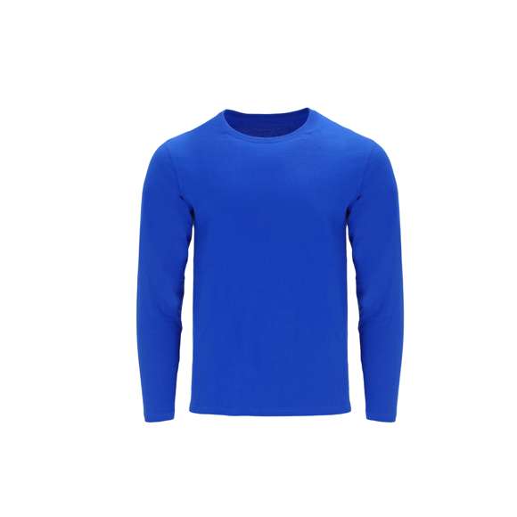 Camiseta de manga larga adulto en color, de suave y agradable tacto en 100% algodón, punto liso de 160 g/m2 (color gris: 85% algodón + 15% viscosa). Confeccionada en tejido tubular, de puños sin canalé. Con cuello redondo acanalado 1x1 y cubrecosturas reforzados en el cuello a juego.