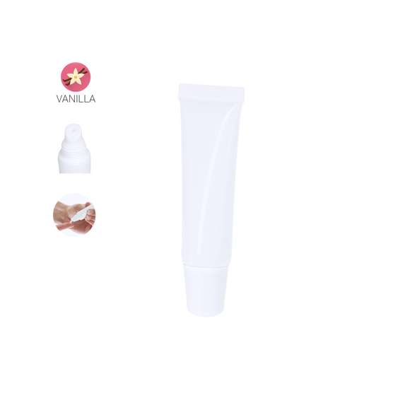 Barra de bálsamo labial en formato crema. Cómoda aplicación por su extremo en forma de labial, con protección SPF15 y aroma vainilla.