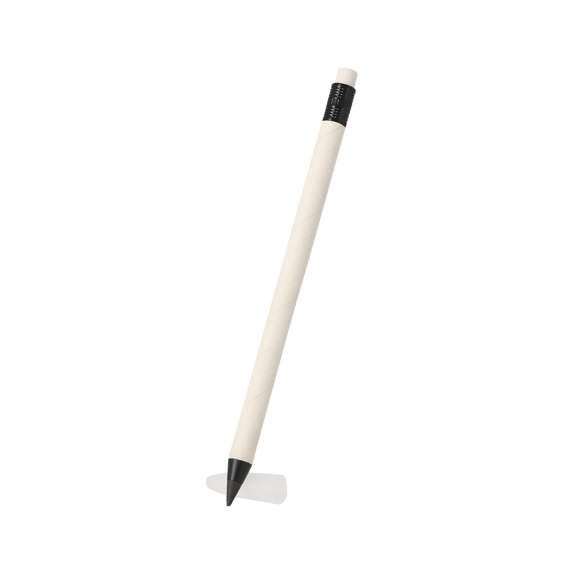Lápiz eterno fabricado con cartones de leche reciclados. Reutilizable y con escritura infinita. Incluye goma de borrar en la parte superior del lápiz y capucha de protección. De color blanco, con detalles en negro. Con distintivo de cartón de leche reciclado en el cuerpo.Los cartones de leche se componen en su mayor parte de cartón y aluminio. Durante su proceso de reciclado, se separan los distintos materiales del envase para su reutilización y nuevo uso, contribuyendo así a recorrer el camino infinito de la economía circular. Este material se caracteriza por su alto grado de reciclabilidad, así como por su ligereza y resistencia.