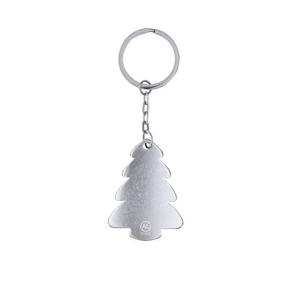 Llavero con diseño Árbol de Navidad fabricado en Aluminio Reciclado. Con distintivo de Aluminio Reciclado.El aluminio reciclado es un material con posibilidades de reciclaje casi infinitas, sin perder sus propiedades originales y consumiendo menos energía en este proceso.Certificación GRS (Global Recycled Standard / Estándar de Reciclaje Global), que garantiza el origen reciclado del material usado para fabricar el producto.
