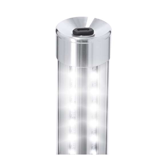 Bastón LED con 3 modos de luz: alta intensidad, media intensidad y luz intermitente. Equipado con 36 LEDs y botón de encendido/apagado. Su tamaño es ideal para acoplar en botellas, destacando en cualquier evento.