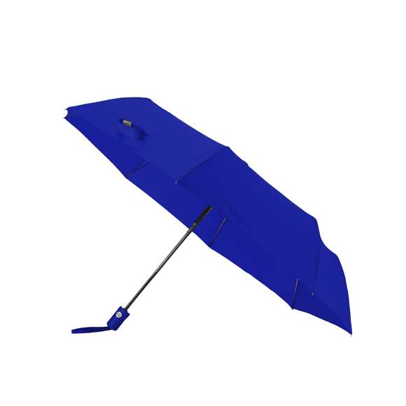 Paraguas plegable de 98 cm de diámetro en material pongee 190T RPET de 8 paneles. Con apertura y cierre automáticos, sistema antiviento y varillas en fibra de vidrio. Mango de suave tacto goma, funda de transporte y cinta a juego. Con etiqueta RPET.El material RPET se elabora a partir de plástico reciclado, para así fomentar la reutilización de residuos plásticos y ayudar a la sostenibilidad del planeta.