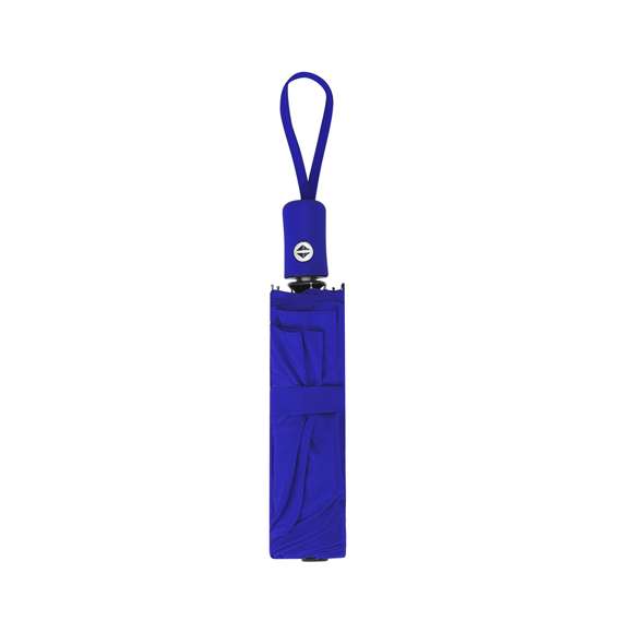 Paraguas plegable de 98 cm de diámetro en material pongee 190T RPET de 8 paneles. Con apertura y cierre automáticos, sistema antiviento y varillas en fibra de vidrio. Mango de suave tacto goma, funda de transporte y cinta a juego. Con etiqueta RPET.El material RPET se elabora a partir de plástico reciclado, para así fomentar la reutilización de residuos plásticos y ayudar a la sostenibilidad del planeta.