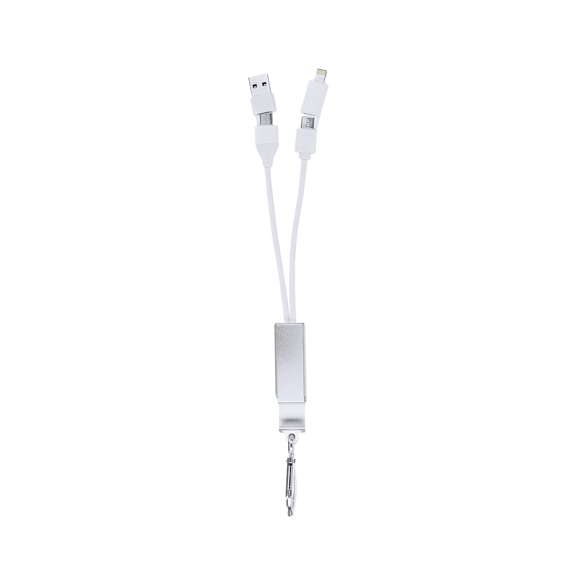 Puerto USB cargador con soporte fabricado en Aluminio Reciclado. Incluye dos conexiones output dual Tipo C/USB y tipo C/Lightning, y dos conexiones input tipo C y USB.Con mosquetón para fácil transporte.Con distintivo de Aluminio Reciclado. El aluminio reciclado es un material con posibilidades de reciclaje casi infinitas, sin perder sus propiedades originales y consumiendo menos energía en este proceso.Certificación GRS (Global Recycled Standard / Estándar de Reciclaje Global), que garantiza el origen reciclado del material usado para fabricar el producto.