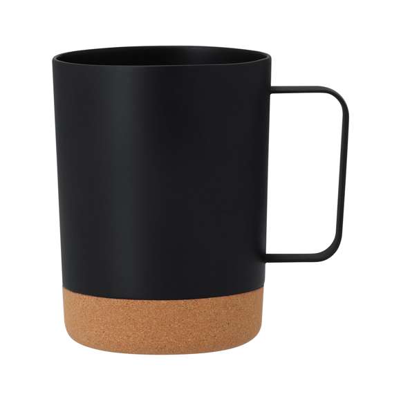 Taza fabricada en resistente PP Reciclado y corcho natural. Con 400 ml de capacidad. Distinguido diseño con original asa cuadrada. El PP reciclado es un plástico reciclado y altamente reciclable, de gran resistencia y apto para multitud de aplicaciones.