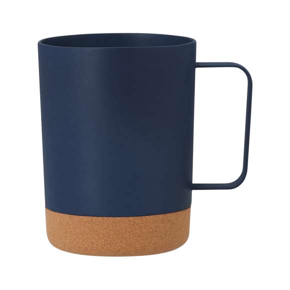 Taza fabricada en resistente PP Reciclado y corcho natural. Con 400 ml de capacidad. Distinguido diseño con original asa cuadrada. El PP reciclado es un plástico reciclado y altamente reciclable, de gran resistencia y apto para multitud de aplicaciones.
