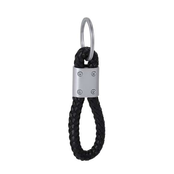 Elegante llavero con cordón de PU trenzada. Incluye pieza central de aleación en color mate, especialmente diseñada para marcaje en láser.