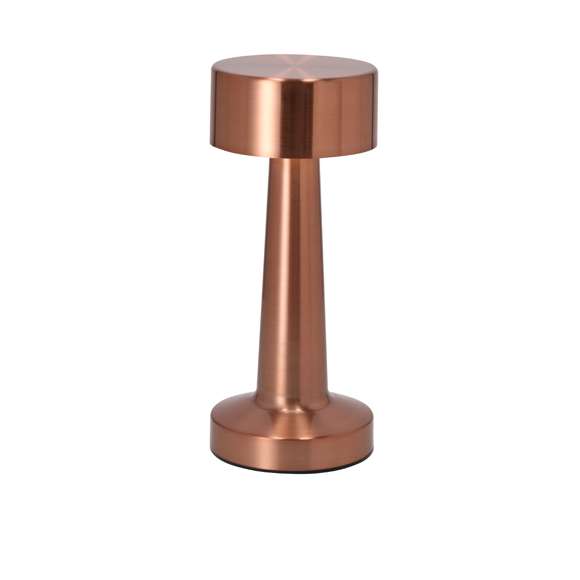 Lámpara de diseño en acabado oro rosa. Incluye 3 modos de luz (blanca, neutra y cálida) y sistema de regulación de intensidad de luz táctil. Equipada con 24 LEDs. Con botón encendido/apagado.