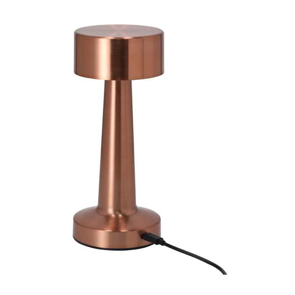 Lámpara de diseño en acabado oro rosa. Incluye 3 modos de luz (blanca, neutra y cálida) y sistema de regulación de intensidad de luz táctil. Equipada con 24 LEDs. Con botón encendido/apagado.