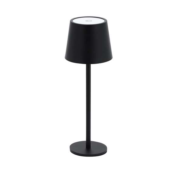Lámpara de diseño en acabado negro cromado. Incluye 3 modos de luz (blanca, neutra y cálida) y sistema de regulación de intensidad de luz táctil. Equipada con 48 LEDs. Con botón encendido/apagado.