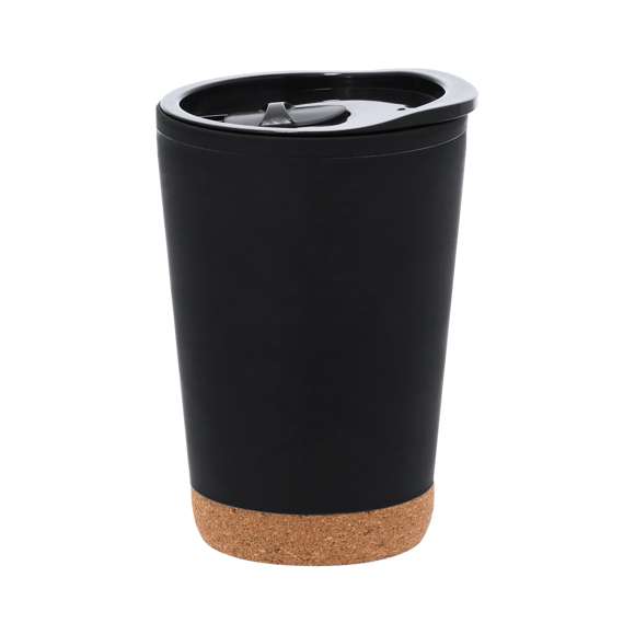 Vaso térmico fabricado en resistente PP reciclado de doble pared, base de corcho y 260 ml de capacidad. Tapa con dosificador de fácil apertura, libre de BPA. Es ideal para tener en tu escritorio, mesa o en cualquier superficie donde disfrutar tranquilamente de tu bebida favorita. El PP reciclado es un plástico reciclado y altamente reciclable, de gran resistencia y apto para multitud de aplicaciones.Con certificación Food Grade, garantizando la seguridad cuando los alimentos entran en contacto con el material usado para fabricar el producto.Elaborado con elementos vegetales para así fomentar la utilización de materias primas naturales y reducir las emisiones contaminantes.