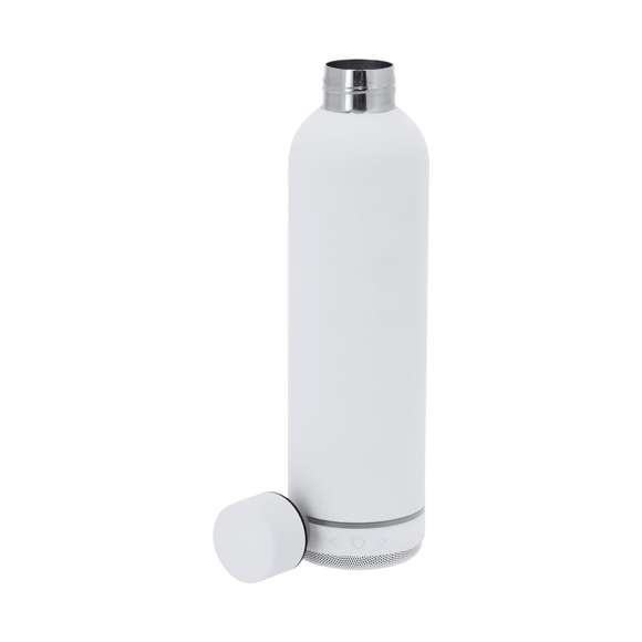 Bidón térmico con Altavoz Bluetooth 5.3 de 3W integrado. Con 540 ml de capacidad y fabricado en acero inoxidable de doble pared, asegurando una durabilidad máxima y un excelente mantenimiento de la temperatura de las bebidas, ya sean frías o calientes. Con tapadera con sistema de cierre de rosca y libre de BPA. Es ideal para tener en tu escritorio, mesa o en cualquier superficie donde disfrutar tranquilamente de tu bebida favorita. Cuenta con base antideslizante, a juego, que proporciona una mayor estabilidad. El altavoz Bluetooth integrado en la base del bidón es fácilmente extraíble gracias a su sistema de rosca, e incluye iluminación inteligente LED RGB, que se sincroniza al ritmo de la música, creando una experiencia visual y auditiva única. Además, la función manos libres permite atender llamadas sin necesidad de dejar lo que se está haciendo.
