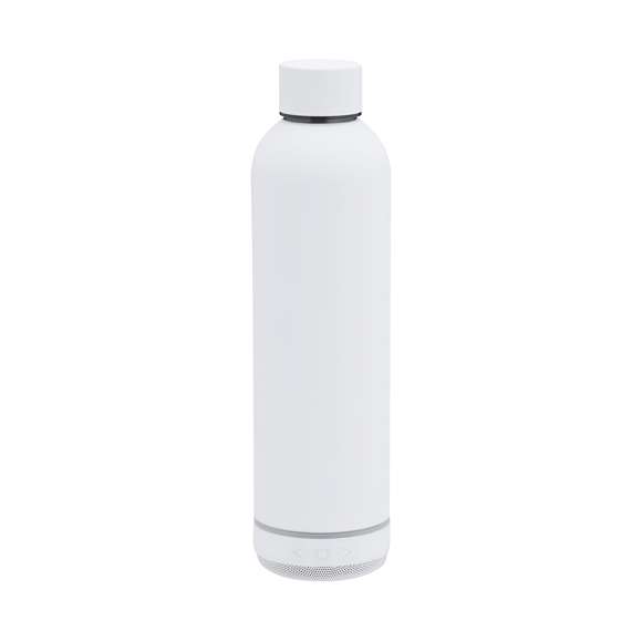 Bidón térmico con Altavoz Bluetooth 5.3 de 3W integrado. Con 540 ml de capacidad y fabricado en acero inoxidable de doble pared, asegurando una durabilidad máxima y un excelente mantenimiento de la temperatura de las bebidas, ya sean frías o calientes. Con tapadera con sistema de cierre de rosca y libre de BPA. Es ideal para tener en tu escritorio, mesa o en cualquier superficie donde disfrutar tranquilamente de tu bebida favorita. Cuenta con base antideslizante, a juego, que proporciona una mayor estabilidad. El altavoz Bluetooth integrado en la base del bidón es fácilmente extraíble gracias a su sistema de rosca, e incluye iluminación inteligente LED RGB, que se sincroniza al ritmo de la música, creando una experiencia visual y auditiva única. Además, la función manos libres permite atender llamadas sin necesidad de dejar lo que se está haciendo.