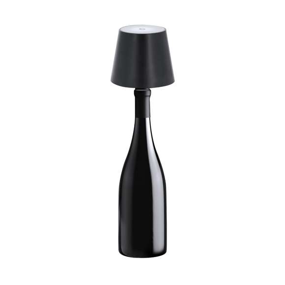 Lámpara LED con adaptador para insertar en la botella, creando así una original lámpara. Con 31 LEDs (27 blancos y 4 amarillos) de intensidad regulable por botón táctil. Con batería de 800mAh recargable por USB, cable Tipo C incluido.