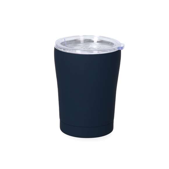 Vaso térmico fabricado en acero inox de doble pared y 350 ml de capacidad. Exterior en acabado caucho de acabado mate, especialmente diseñado para marcaje láser. Incluye tapa de cierre a presión transparente, con dosificador y de fácil apertura, libre de BPA. Es ideal para tener en tu escritorio, mesa o en cualquier superficie donde disfrutar tranquilamente de tu bebida favorita.